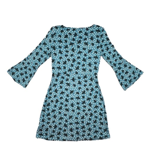 Boden Crew Neck Fit and Flare Summer Mini Dress Black Birds White Stars Sx 4R - Picture 4 of 7